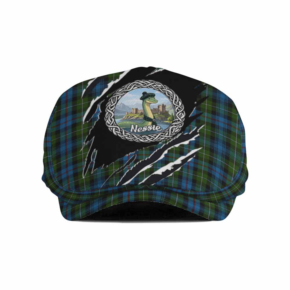 Mackenzie (Mckenzie) Tartan Loch Ness Monster Flat Cap, Jeff Cap Celtic Knot Nessie Art