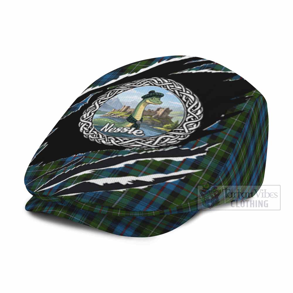Mackenzie (Mckenzie) Tartan Loch Ness Monster Flat Cap, Jeff Cap Celtic Knot Nessie Art