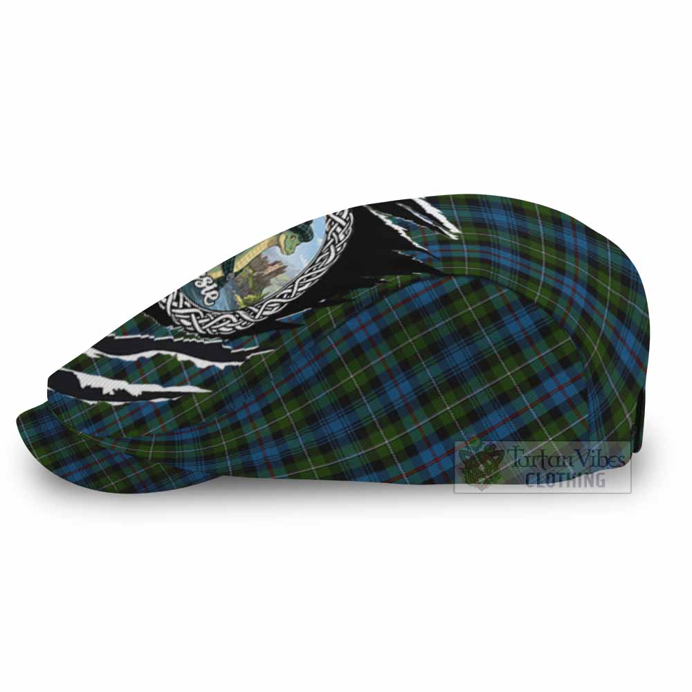 Mackenzie (Mckenzie) Tartan Loch Ness Monster Flat Cap, Jeff Cap Celtic Knot Nessie Art