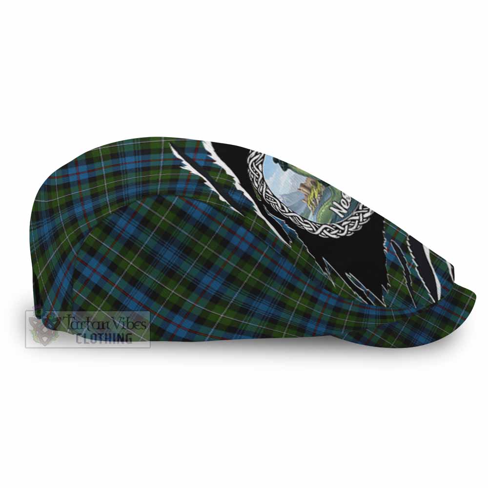 Mackenzie (Mckenzie) Tartan Loch Ness Monster Flat Cap, Jeff Cap Celtic Knot Nessie Art