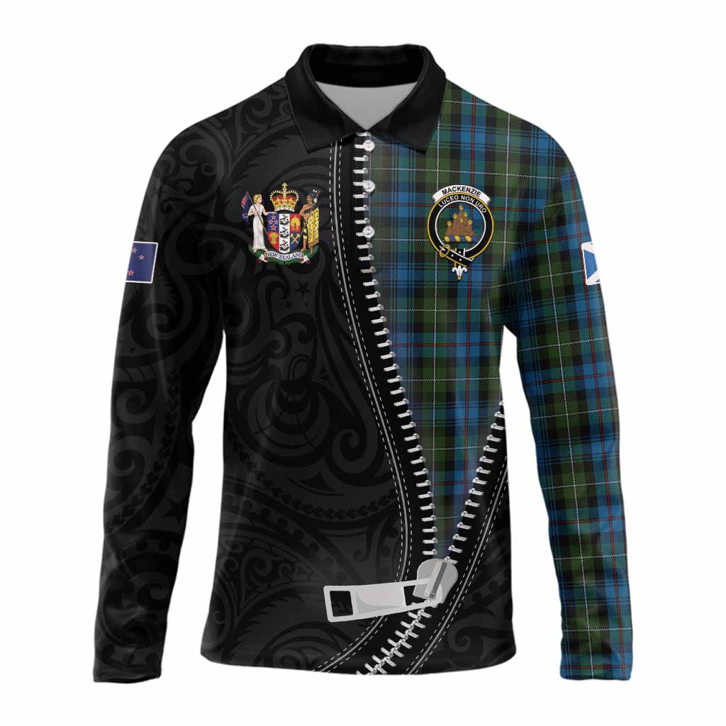 Mackenzie (Mckenzie) Tartan Long Sleeve Polo Shirt New Zealand Pattern Unique Zipper Stylized