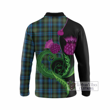 Mackenzie (Mckenzie) Tartan Long Sleeve Polo Shirt Traditional Scottish Thistle