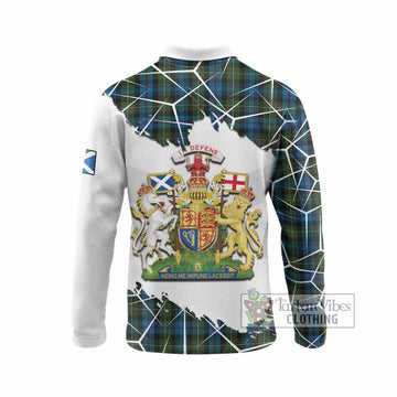 Mackenzie (Mckenzie) Tartan Long Sleeve Polo Shirt with Family Crest and Lion Rampant Grunge Style