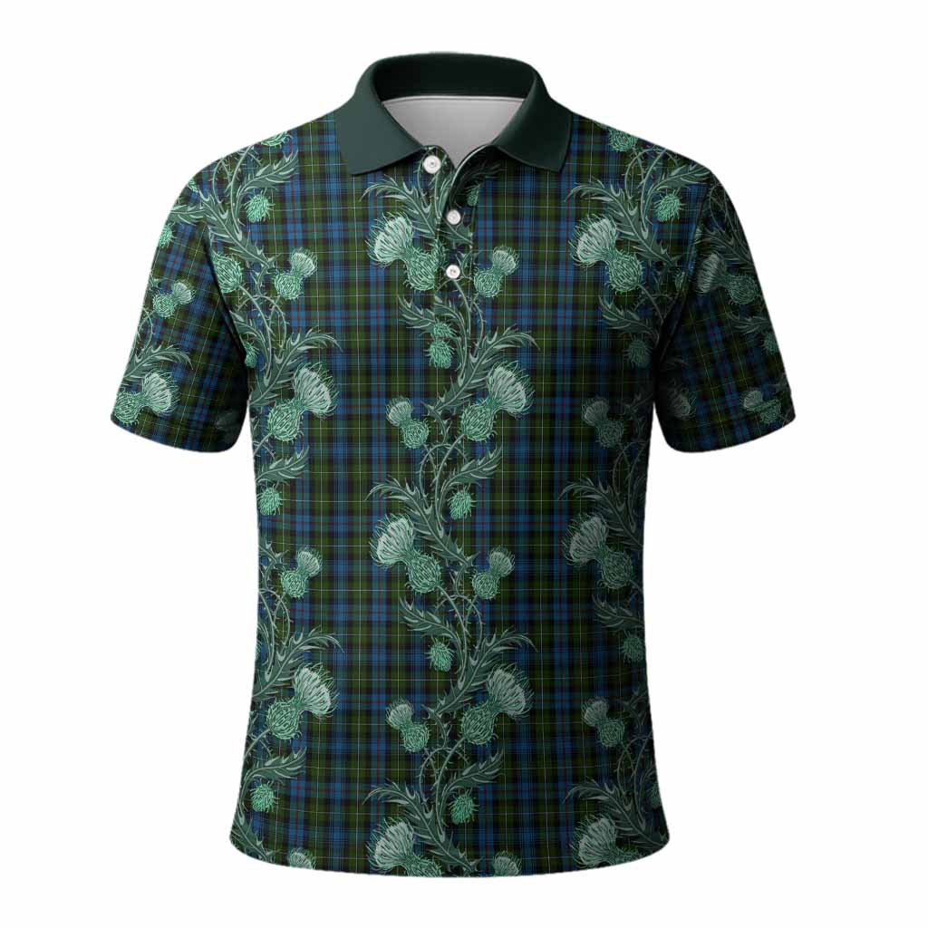 Mackenzie (Mckenzie) Tartan Polo Shirt Seamless Scottish Thistle Flowers
