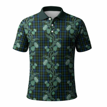 Mackenzie (Mckenzie) Tartan Polo Shirt Seamless Scottish Thistle Flowers