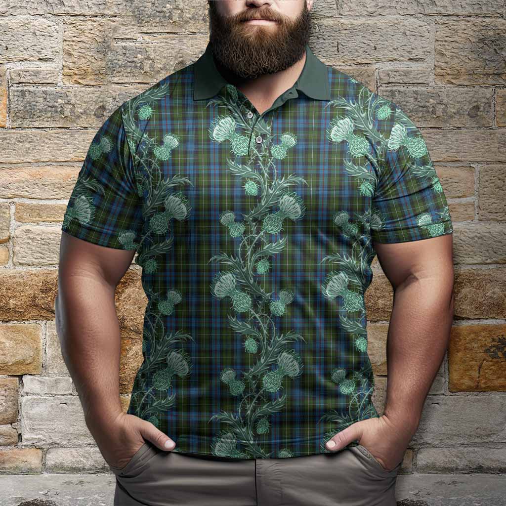 Mackenzie (Mckenzie) Tartan Polo Shirt Seamless Scottish Thistle Flowers