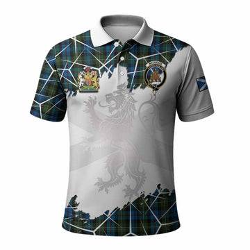Mackenzie (Mckenzie) Tartan Polo Shirt with Family Crest and Lion Rampant Grunge Style