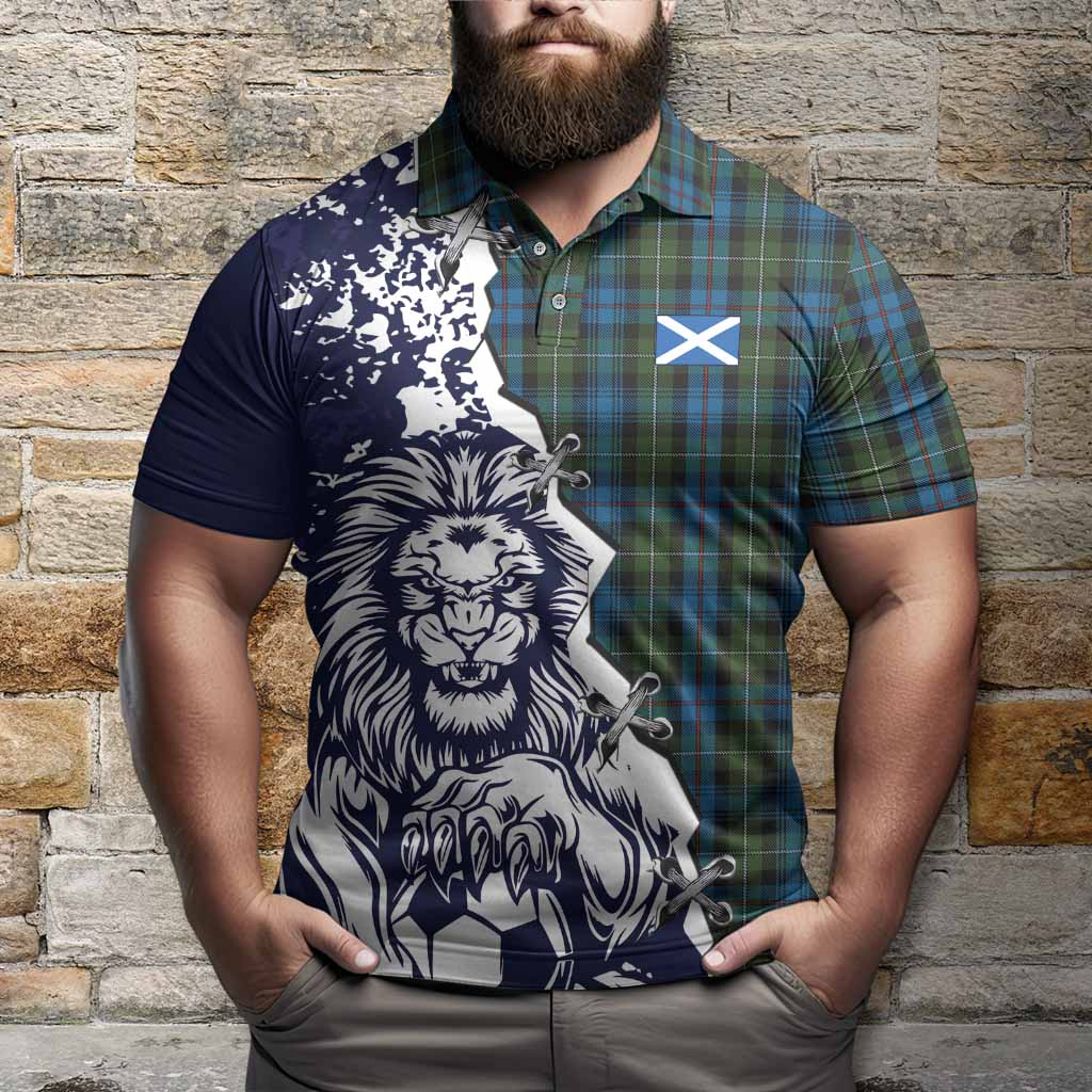 Mackenzie (Mckenzie) Tartan Scottish Polo Shirt Angry Lion With Soccer Ball Style