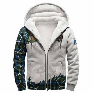 Mackenzie (Mckenzie) Tartan Sherpa Hoodie with Family Crest and Lion Rampant Grunge Style