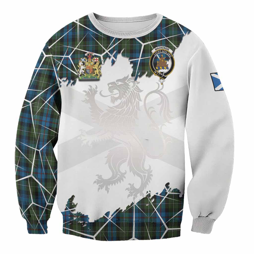 Mackenzie (Mckenzie) Tartan Sweatshirt with Family Crest and Lion Rampant Grunge Style