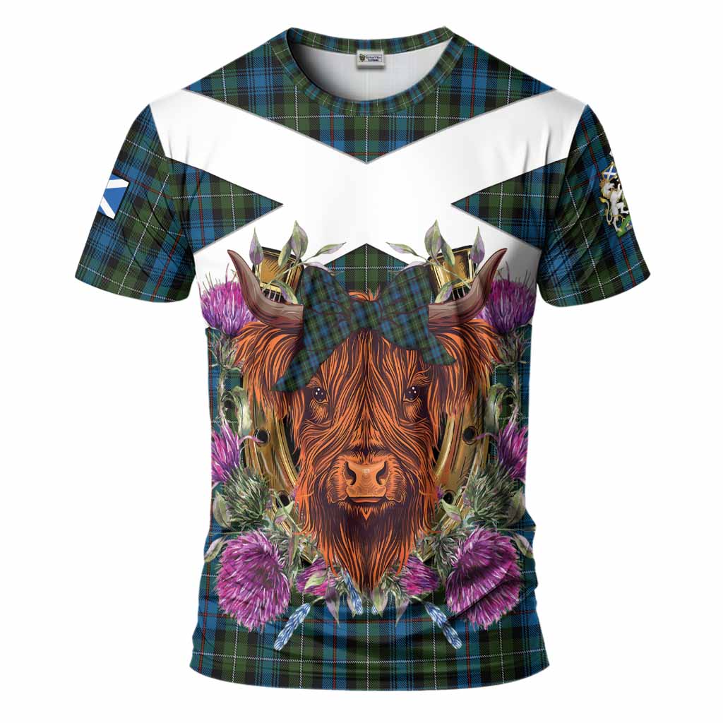 Mackenzie (Mckenzie) Tartan T-Shirt Scottish Thistle Heilan Coo