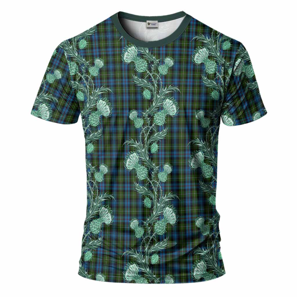 Mackenzie (Mckenzie) Tartan T-Shirt Seamless Scottish Thistle Flowers