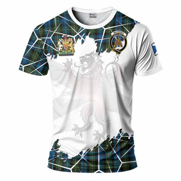 Mackenzie (Mckenzie) Tartan T-Shirt with Family Crest and Lion Rampant Grunge Style