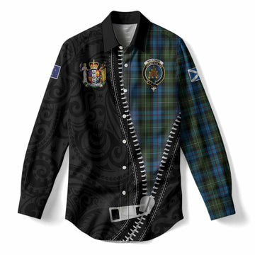 Mackenzie (Mckenzie) Tartan Women Casual Shirt New Zealand Pattern Unique Zipper Stylized