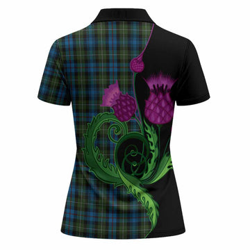 Mackenzie (Mckenzie) Tartan Women Polo Shirt Traditional Scottish Thistle