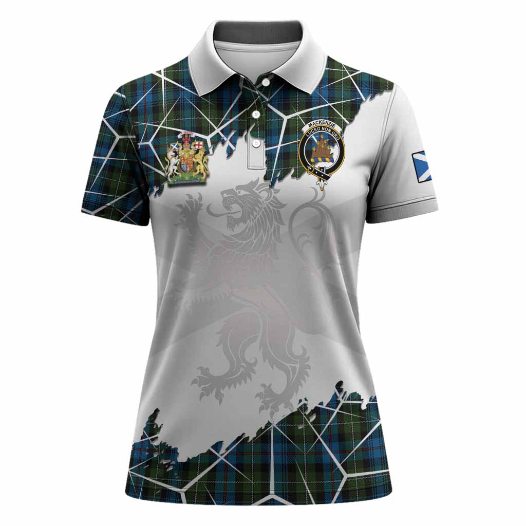 Mackenzie (Mckenzie) Tartan Women Polo Shirt with Family Crest and Lion Rampant Grunge Style