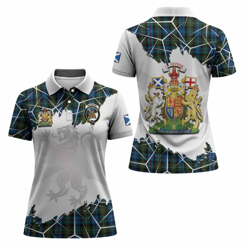 Mackenzie (Mckenzie) Tartan Women Polo Shirt with Family Crest and Lion Rampant Grunge Style