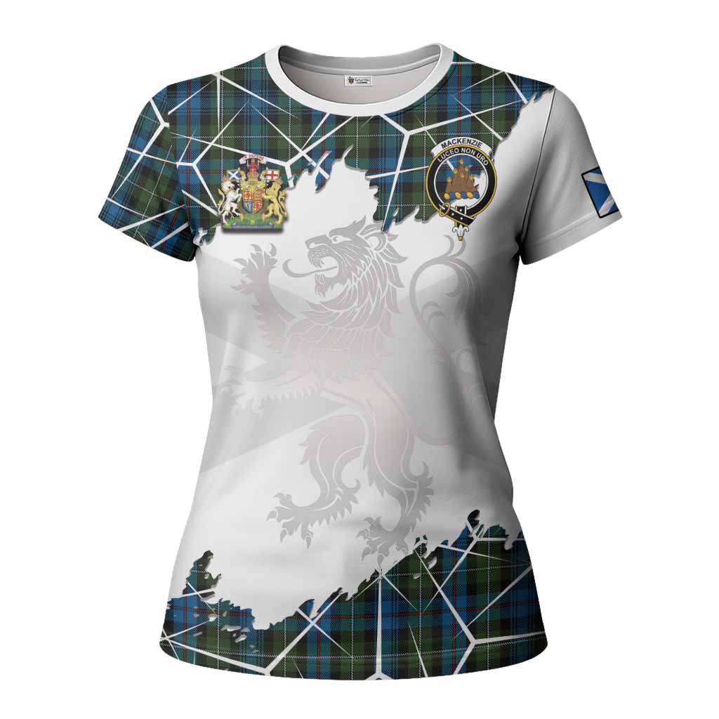Mackenzie (Mckenzie) Tartan Women T shirt with Family Crest and Lion Rampant Grunge Style