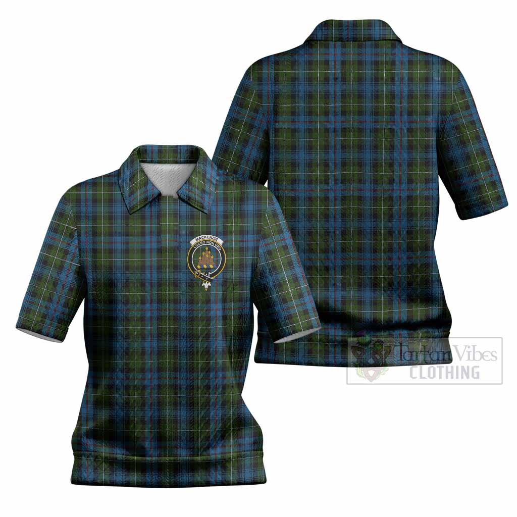 Mackenzie (Mckenzie) Tartan Women’s Polo Sweater Top with Family Crest