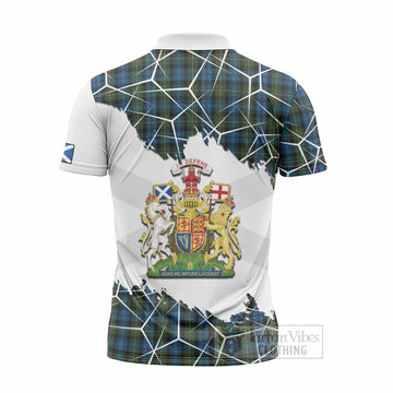 Mackenzie (Mckenzie) Tartan Zipper Polo Shirt with Family Crest and Lion Rampant Grunge Style
