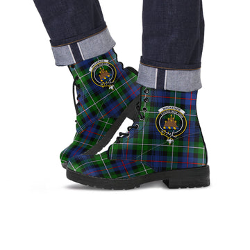 MacKenzie Modern Tartan Leather Boots with Family Crest
