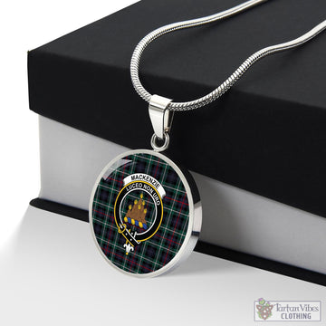 MacKenzie Modern Tartan Circle Necklace with Family Crest