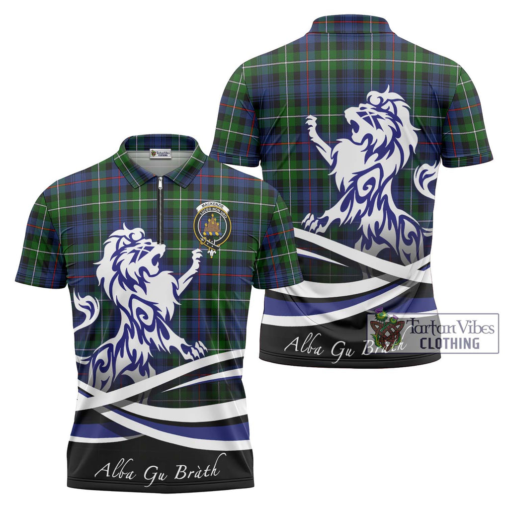 Tartan Vibes Clothing Mackenzie Modern #2 Tartan Zipper Polo Shirt with Alba Gu Brath Regal Lion Emblem