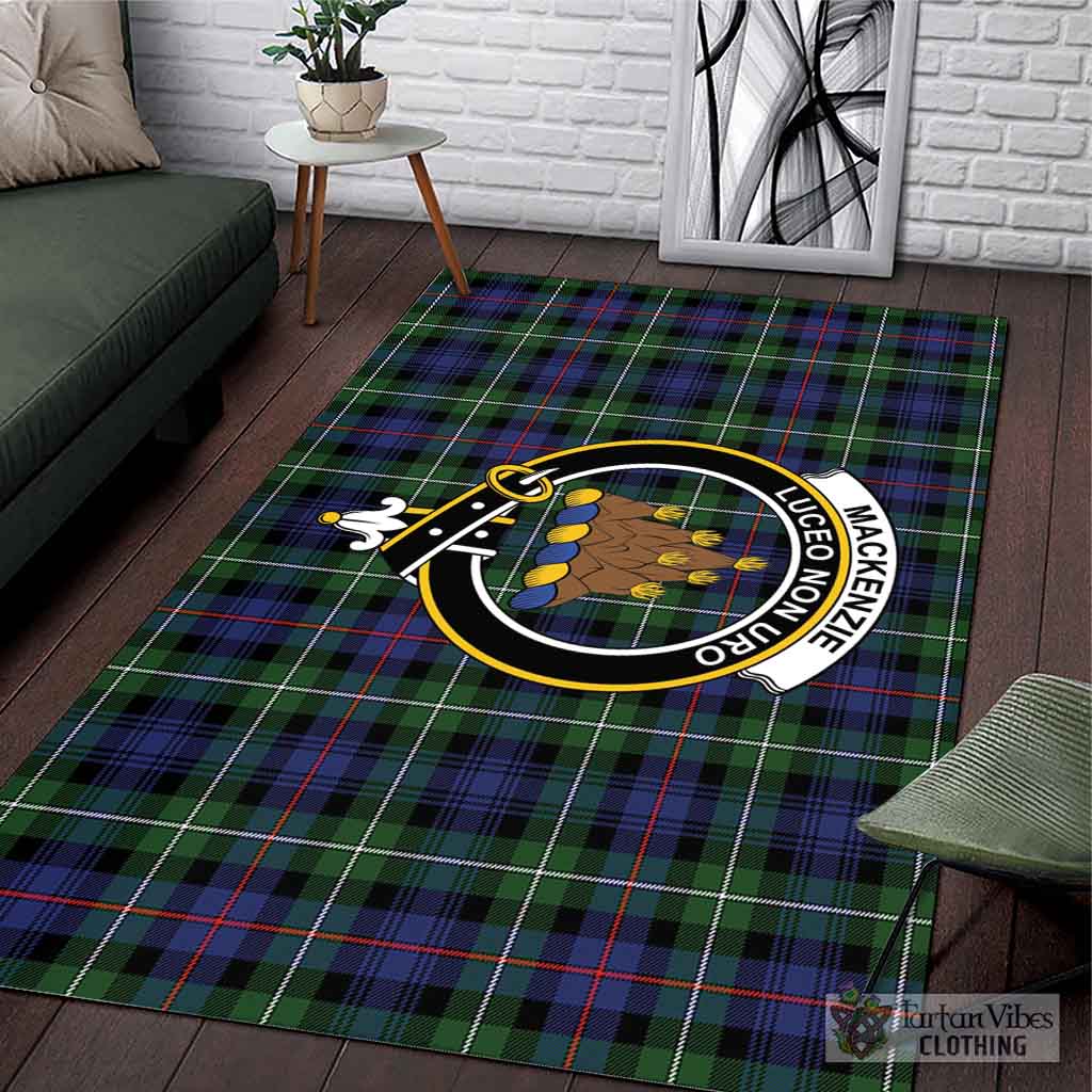 Tartan Vibes Clothing Mackenzie Modern #2 Tartan Area Rug with Family Crest