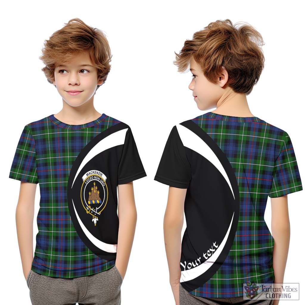 Tartan Vibes Clothing Mackenzie Modern #2 Tartan Kid T-Shirt with Family Crest Circle Style