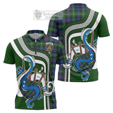 Mackenzie Modern #2 Tartan Zipper Polo Shirt with Epic Bagpipe Style