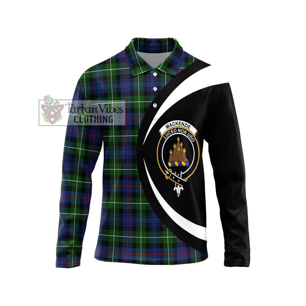 Tartan Vibes Clothing Mackenzie Modern #2 Tartan Long Sleeve Polo Shirt with Family Crest Circle Style