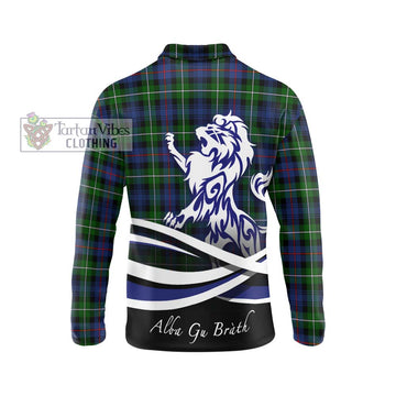 Tartan Vibes Clothing Mackenzie Modern #2 Tartan Long Sleeve Polo Shirt with Alba Gu Brath Regal Lion Emblem