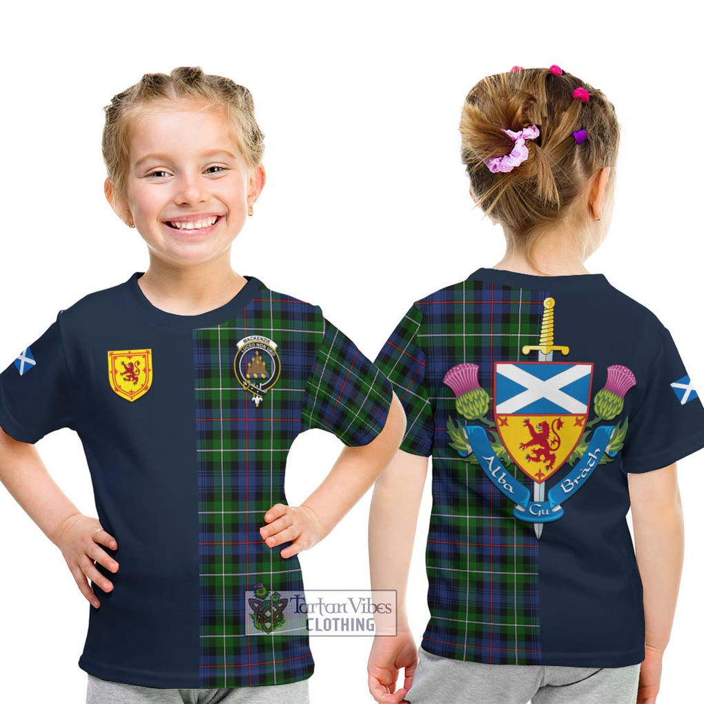 Tartan Vibes Clothing Mackenzie Modern #2 Tartan Kid T-Shirt with Scottish Lion Royal Arm Half Style