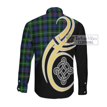 Tartan Vibes Clothing Mackenzie Modern #2 Tartan Long Sleeve Button Shirt with Family Crest and Celtic Symbol Style