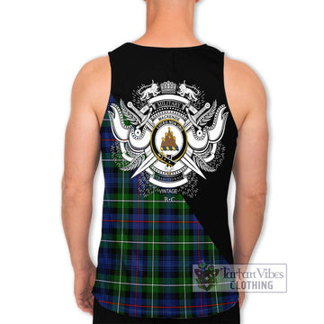 Tartan Vibes Clothing Mackenzie Modern #2 Tartan Men's Tank Top with Family Crest and Military Logo Style