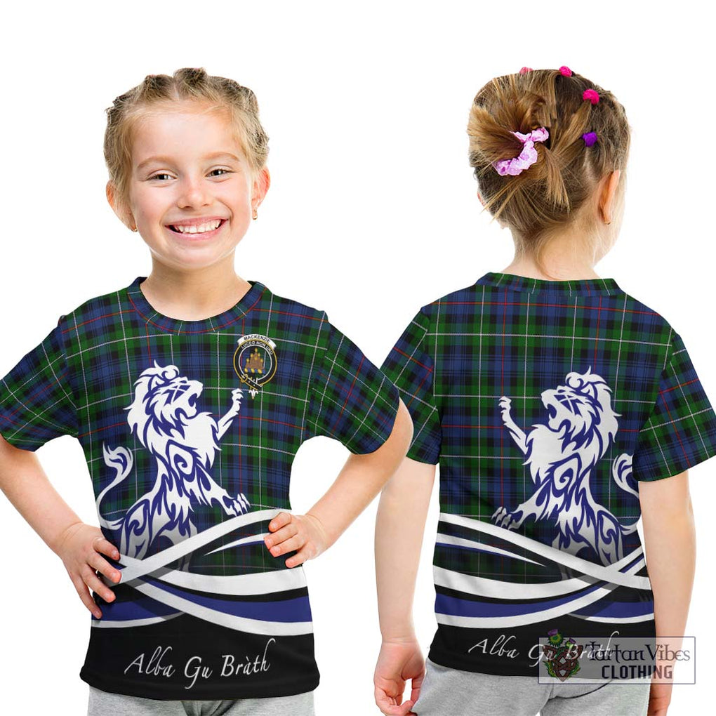 Tartan Vibes Clothing Mackenzie Modern #2 Tartan Kid T-Shirt with Alba Gu Brath Regal Lion Emblem