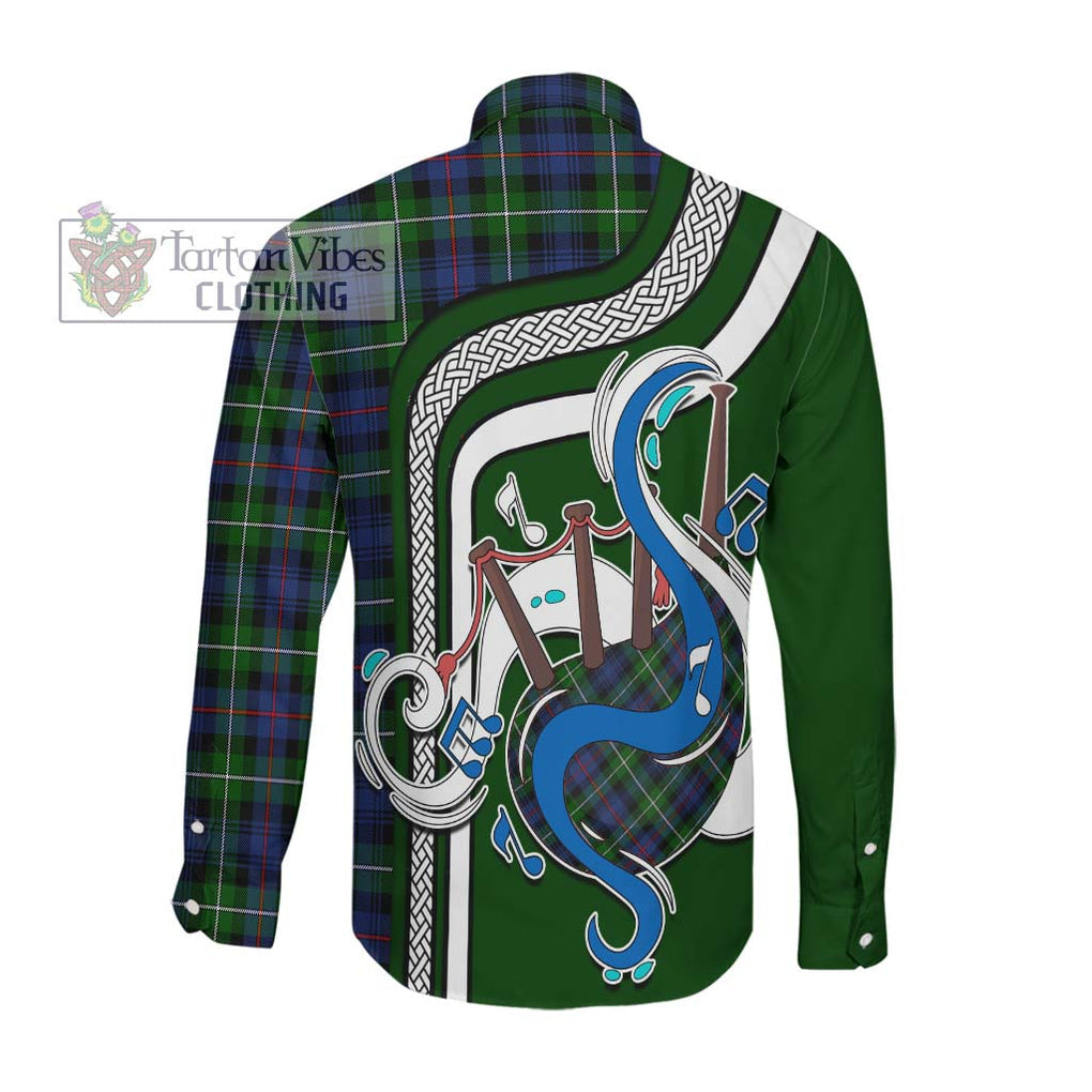 Tartan Vibes Clothing Mackenzie Modern #2 Tartan Long Sleeve Button Shirt with Epic Bagpipe Style