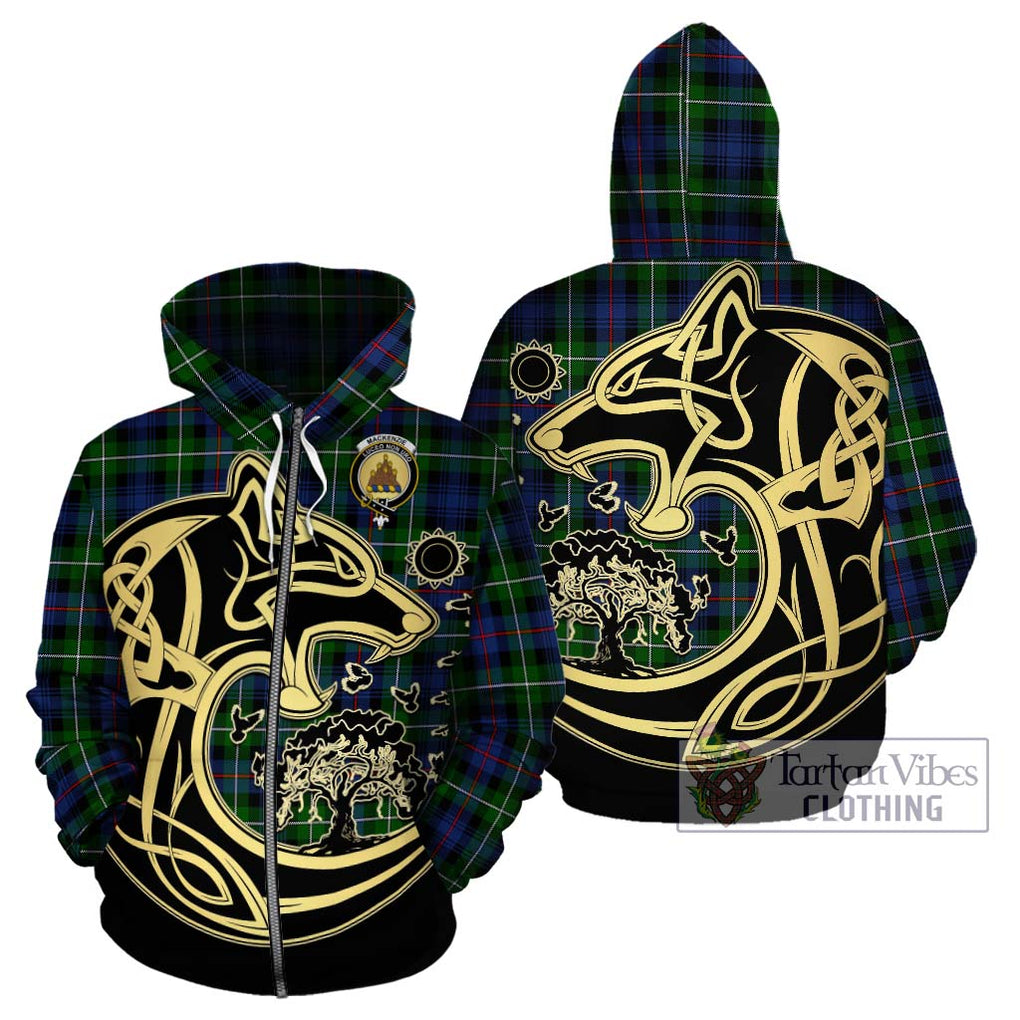 Tartan Vibes Clothing Mackenzie Modern #2 Tartan Hoodie with Family Crest Celtic Wolf Style
