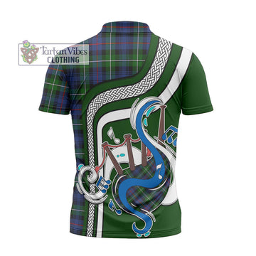 Mackenzie Modern #2 Tartan Zipper Polo Shirt with Epic Bagpipe Style
