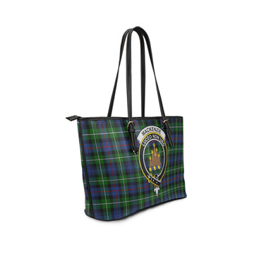 MacKenzie Modern Tartan Leather Tote Bag with Family Crest
