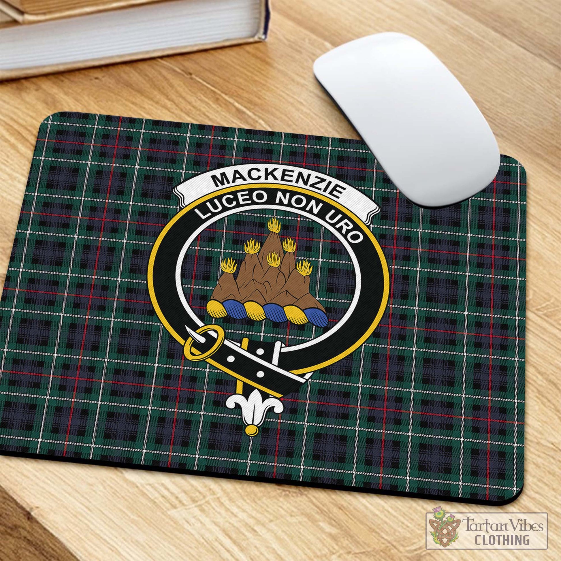 Tartan Vibes Clothing MacKenzie Modern Tartan Mouse Pad with Family Crest