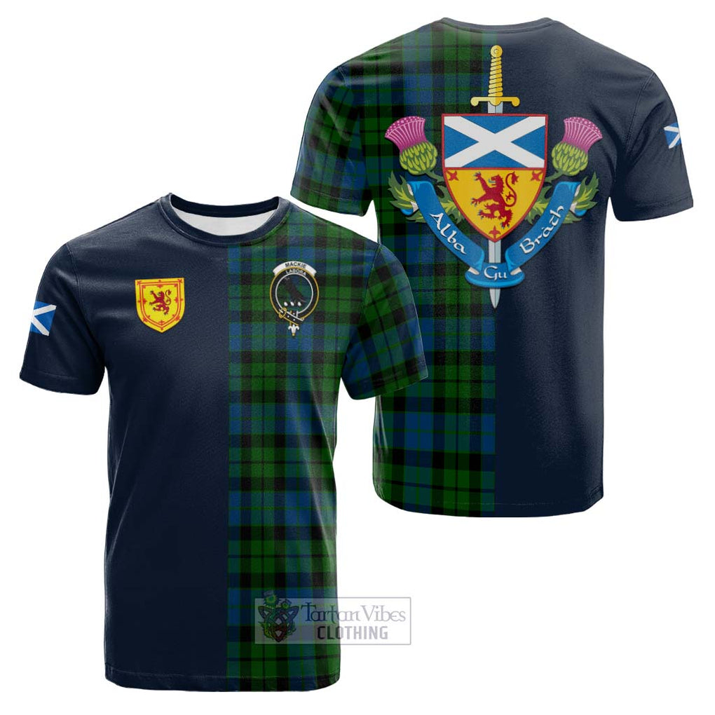 Tartan Vibes Clothing MacKie Tartan Cotton T-shirt with Scottish Lion Royal Arm Half Style