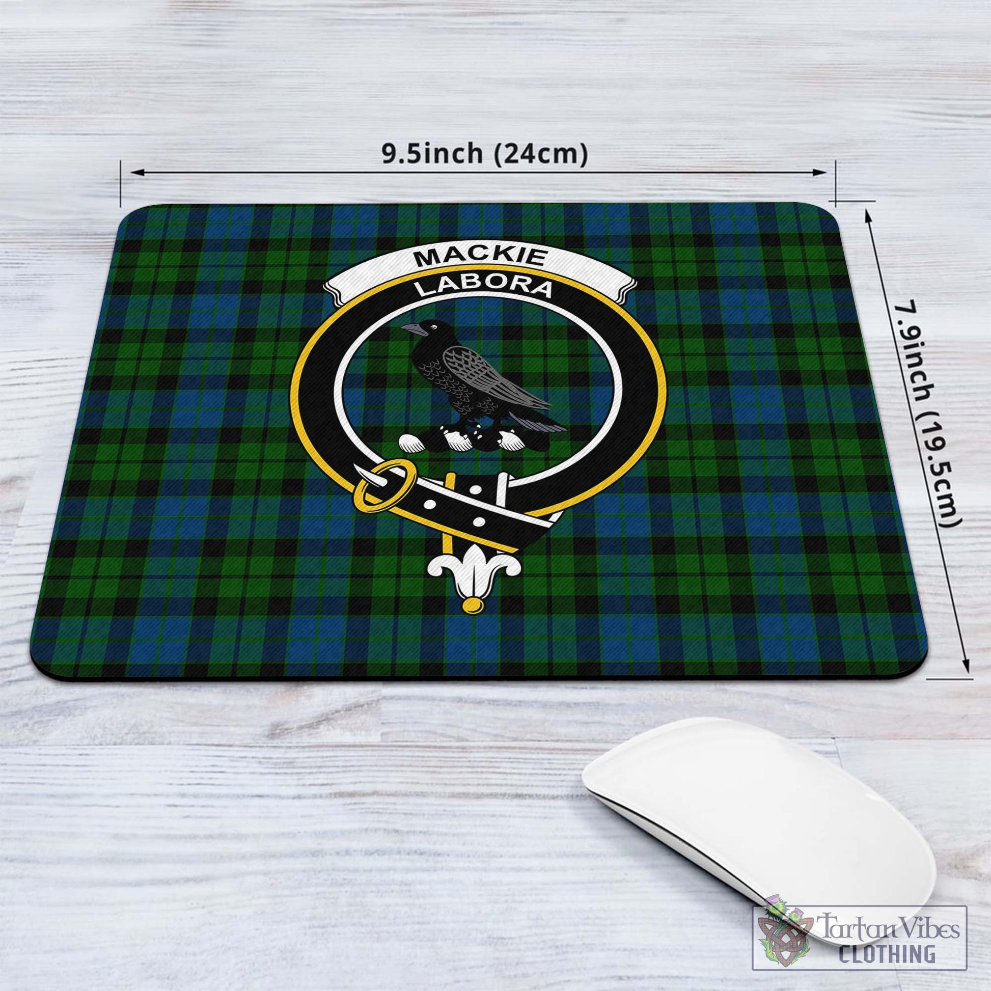 Tartan Vibes Clothing MacKie Tartan Mouse Pad with Family Crest