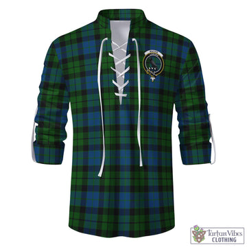 MacKie Tartan Men's Scottish Traditional Jacobite Ghillie Kilt Shirt with Family Crest