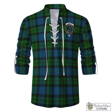 Tartan Vibes Clothing MacKie Tartan Men's Scottish Traditional Jacobite Ghillie Kilt Shirt with Family Crest