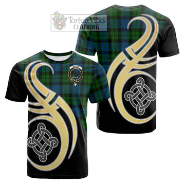 Tartan Vibes Clothing MacKie Tartan Cotton T-shirt with Family Crest and Celtic Symbol Style