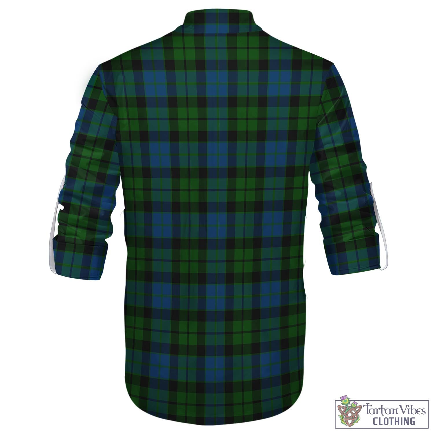 Tartan Vibes Clothing MacKie Tartan Men's Scottish Traditional Jacobite Ghillie Kilt Shirt with Family Crest