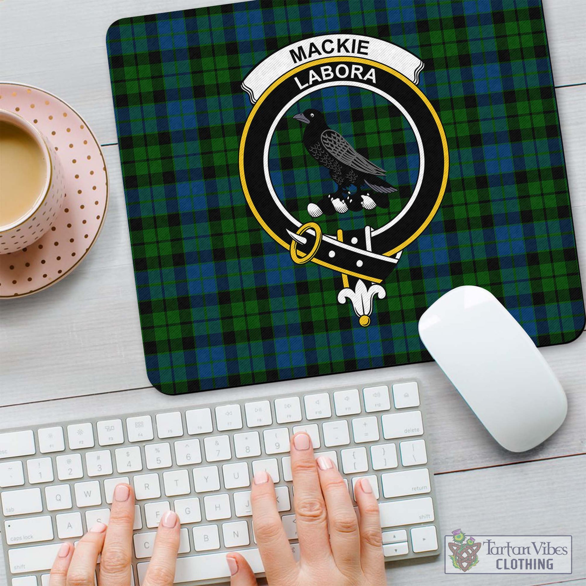 Tartan Vibes Clothing MacKie Tartan Mouse Pad with Family Crest