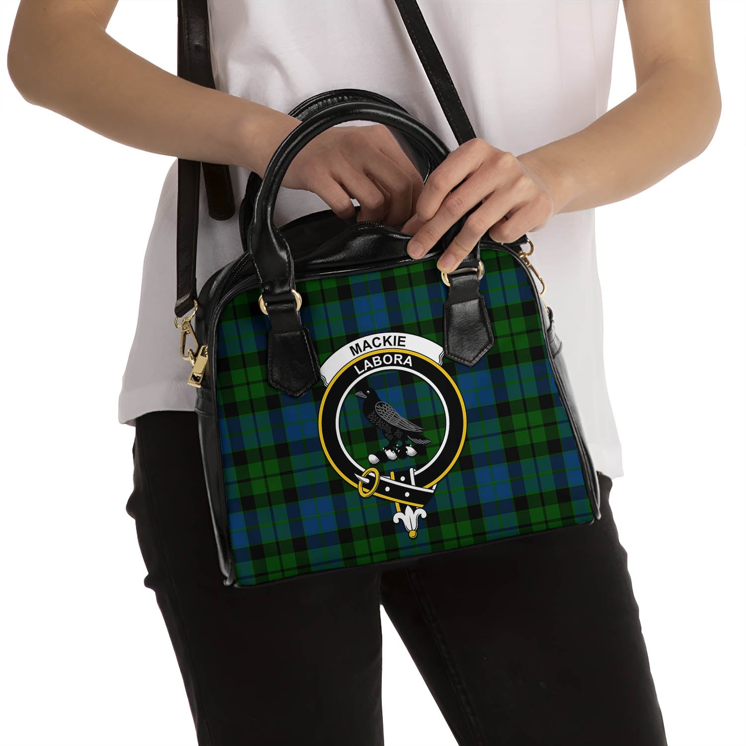 MacKie Tartan Shoulder Handbags with Family Crest - Tartanvibesclothing