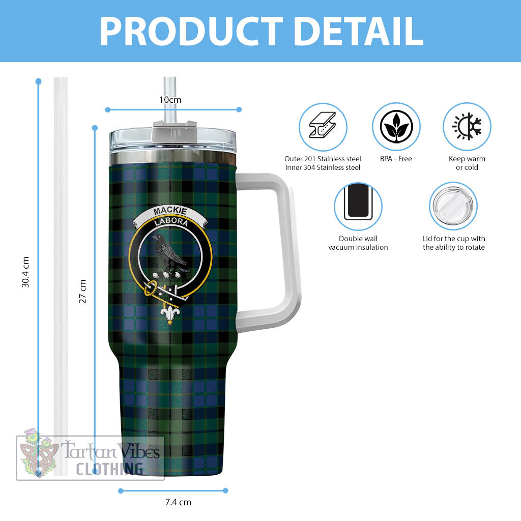 Tartan Vibes Clothing MacKie Tartan and Family Crest Tumbler with Handle